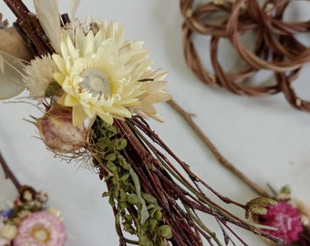 Mini dried flower besom broom, witches broomstick