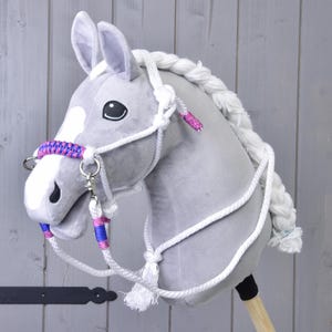 LarDen Hobby Horse Rope Set White: Rope Halter, Reins & Cordeo | HANDCRAFTED Hobby Horse Accessory for Hobby Horsing