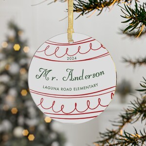 Custom Teacher Christmas Ornament, Teacher Ornaments, Teacher Christmas Gift for Teacher Holiday Gift, Teacher Personalized Gift Keepsake