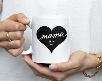 Tazza Heart Mama, regalo personalizzato per la festa della mamma, regalo per la mamma, festa della mamma, tazza da caffè per la mamma, tazza da caffè mamma, tazza amo la mamma