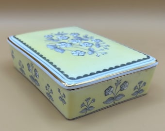 Vintage Wedgwood Bone China Box – Yellow Floral Trinket, 1950s