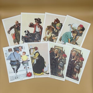 Norman Rockwell Set of 8 - Knuckles Down, Friend In Need, Practicing Intern, Big Moment, The Runaway, Summer Stock, Doctor and The Doll