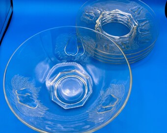 Jeanette Glass Baltimore Pear Luncheon Design, Vajilla transparente y elegante