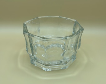 Octagon Serving Bowl - glass clear thick simple geometric vintage antique old