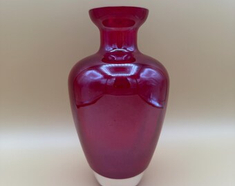 Jarrón de vidrio artístico de estudio rojo, decoración artesanal para el hogar (18 cm)
