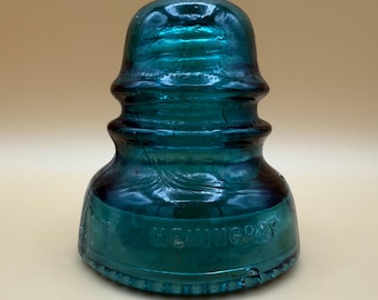 Hemingray No 40 Glass Insulator Aqua Blue Teal Telegraph Electrical Line Insulator Vintage Utility Wire Industrial Decor