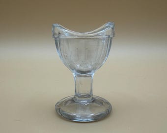 Clear Pressed Glass Eye Wash Cup Eye Bath Vintage Medical Apothecary Glassware Optometrist Optical Collectible Display Decor