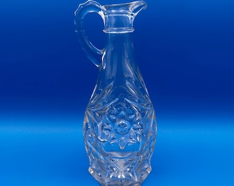 Star of David Pressed Glass Cruet: Vintage Oil/Vinegar Container