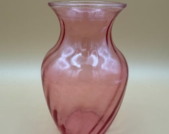 Pink Optic Swirl Vase by Pilgrim Glass Elegant Decorative Art Piece with Subtle Textured Design Perfect for Shelf Display or Gift Giving