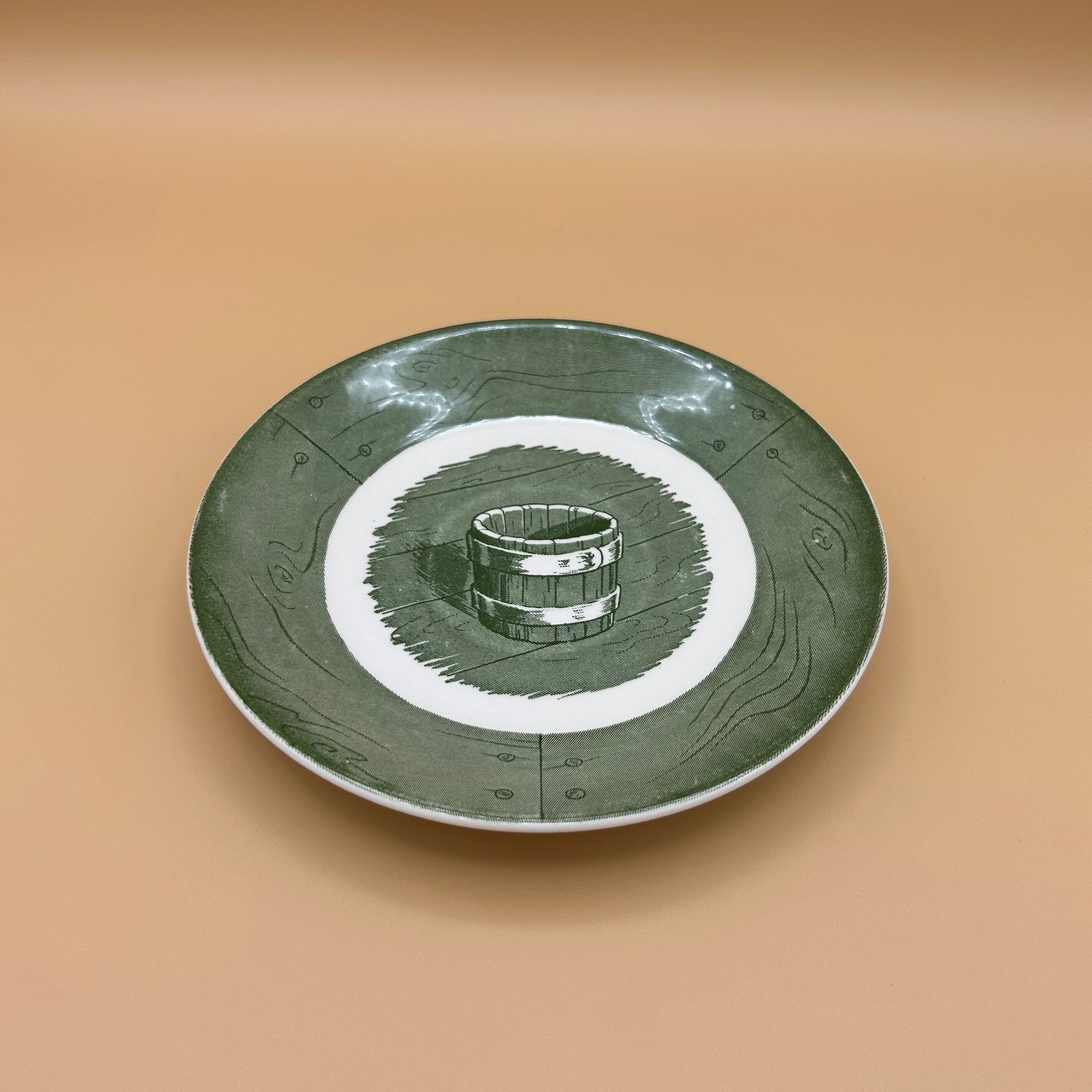 Colonial Homestead Saucer - Royal, China, Wooden barrel, vintage, antique