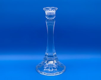 Tall Hex Paneled Candle Stick Holder - Indiana Glass Co clear vintage antique
