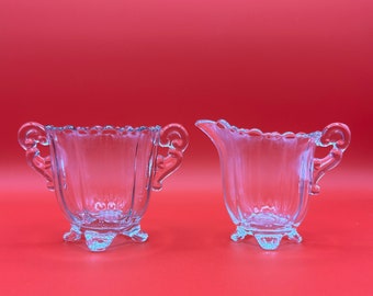 Cambridge Crystal Cream & Sugar Set - vintage, antique, glass, #3900, elegant, USA, American Glass House
