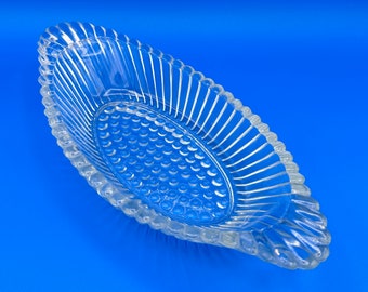 Oval Relish Tray Banana Split Boat - Jeannette Glass clear vintage antique old