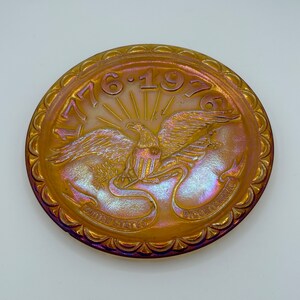 Marigold USA Bicentennial Plate - vintage, carnival glass, eagle, antique, old
