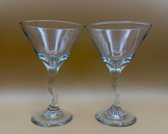 Clear Martini Glass Set, Zig Zag Stem Barware