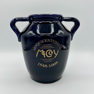 McCoy Kobalt und Gold Sesquicentennial Vase Gedenkkeramik Dekor