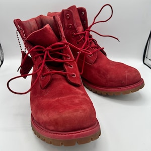 Größe 9.5 US Damen Timberland Premium Wasserdicht Schnürstiefel Rot