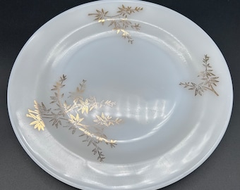 Golden Glory Dinner Plate - milk white gold Federal Glass vintage antique old