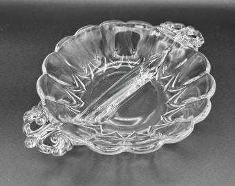 Divided Relish Condiment Pickle Dish in Crystal Glass Design Clear Serving Dish