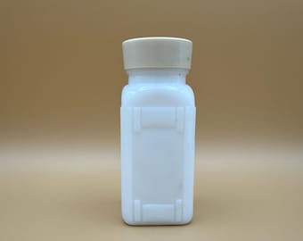 赤い蓋が付いたヴィンテージミルクガラスのスパイスジャー、アールデコ