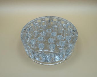 Flower Frog Stem Holder - glass, 28 holes, floral, vase, vintage, antique, old