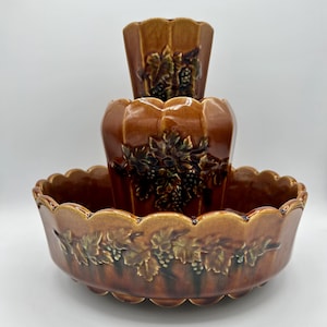 McCoy Pottery Grapevine Set – Centerpiece Bowl, Planter, and Vase Trio – Botanical Ceramic Decor for Tabletop, Shelf, or Entryway