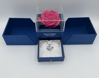 Caja de regalo con rosas sentimentales y collar de joyas para la nueva mamá: regalo de agradecimiento