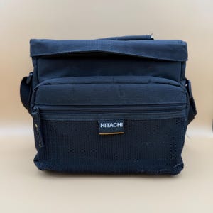 Hitachi Black Camera Case with Strap Handle Divider Two Pockets Travel Storage Bag Protective Carrying Case for Photography Gear Organizer