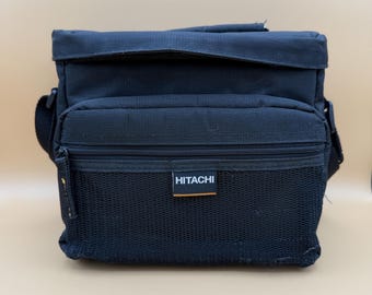 Hitachi Black Camera Case with Strap Handle Divider Two Pockets Travel Storage Bag Protective Carrying Case for Photography Gear Organizer