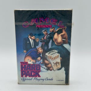 Camel presenta las cartas de juego selladas de paquete duro de 1991, baraja coleccionable de Joe Camel, juego de cartas antiguo vintage de los años 90, cigarrillos.