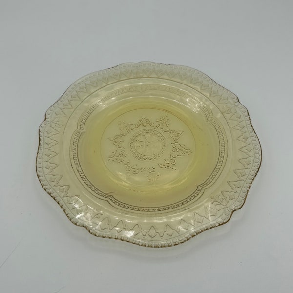 Federal Depression Glass Saucer Plate - Yellow, small, vintage, antique, 6 inch