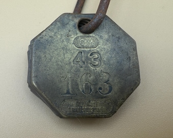 General Motors GM Brass Tool Check Tags Set of 7 Detroit Transmission Factory Industrial Collectible Octagon Asset Tags 43 163 28 300