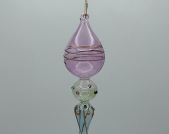 Hand Blown Ornaments - set of 4 glass Botto multicolor intricate vintage antique