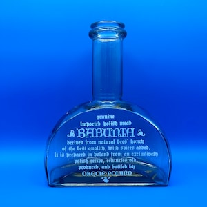 Babunia Imported Polish Mead Empty Glass Bottle, Collectible Decor Piece Vintage