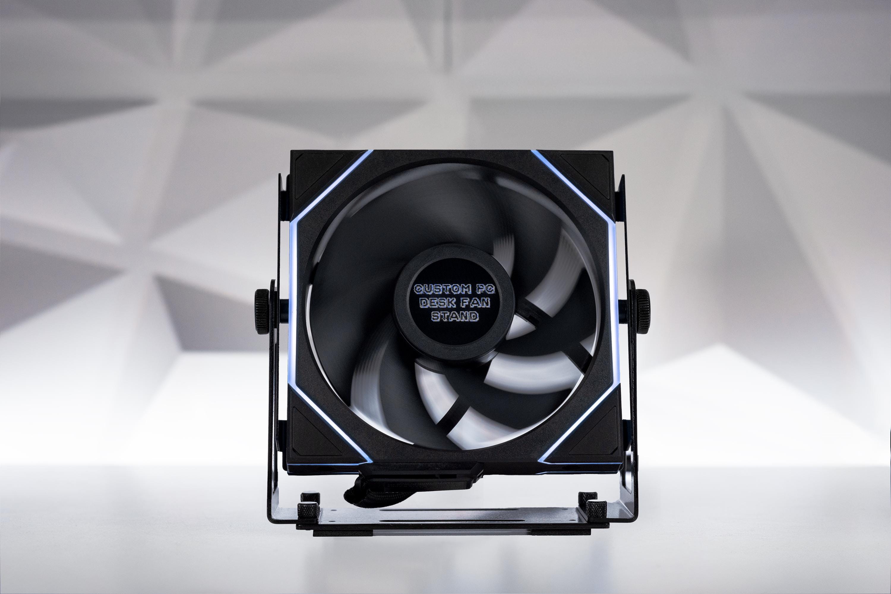 Computer Desk Fan Stand - Custom Metal Adjustable Gaming PC 120mm/140mm ...