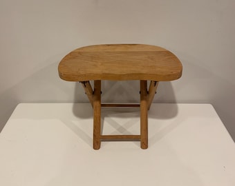 Small Wood Vintage Stool- Step Stool, Foot Stool, Wood Riser, Plant Stand, Garden Seat, Folding Stool- Free Shipping