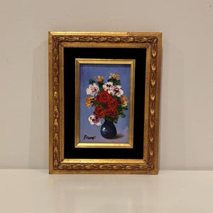 Framed Original Still Life Floral Oil Painting-Artist Signed- Flower Oil Painting-Free Shipping