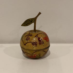 Vintage Brass Apple- Brass Apple- Apple Dish- Brass Fruit- Vintage Fruit- Stash Box- Free Shipping