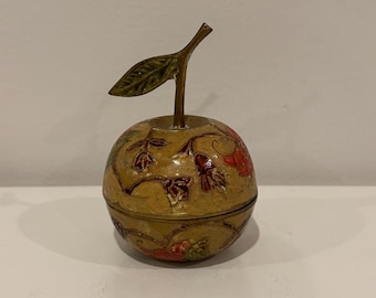 Vintage Brass Apple- Brass Apple- Apple Dish- Brass Fruit- Vintage Fruit- Stash Box- Free Shipping