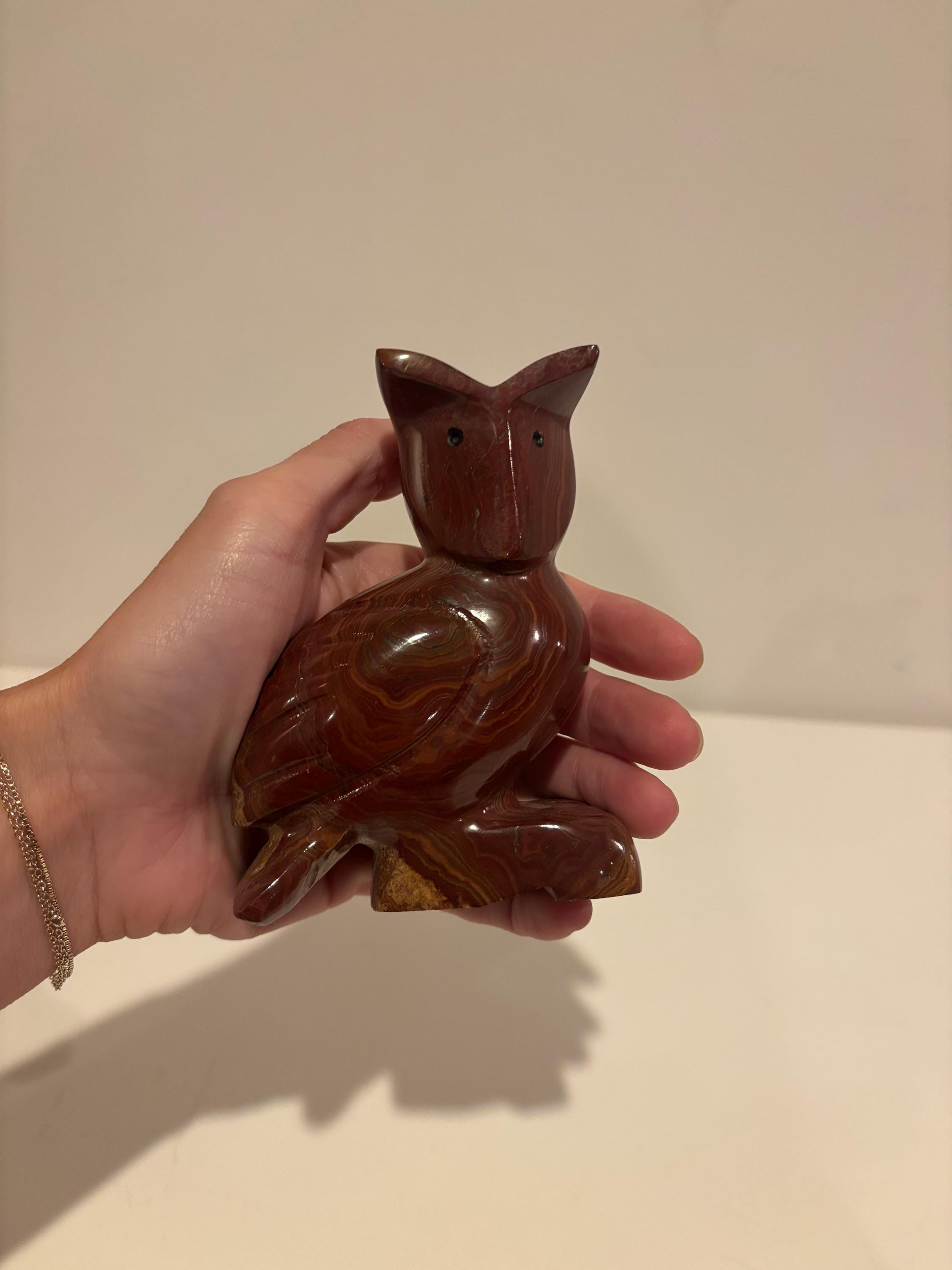 Vintage Stone Owl- Stone Figure- Bird Figure- Free Shipping