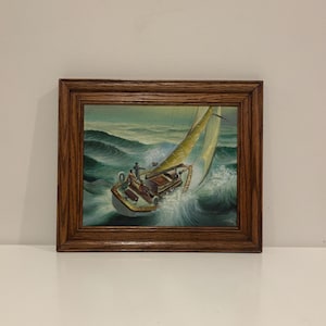 Original Framed Landscape Boat Oil Painting- Oil on Canvas- Artist Signed- Free Shipping