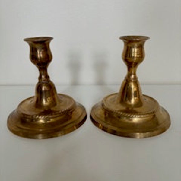 Pair Vintage Brass Candlestick Holders - Set of 2 Candlestick Holders - Free Shipping