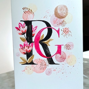 Personalised hand-painted watercolour typography - multiple initials - original - one of a kind - wedding - birthday - special occasion