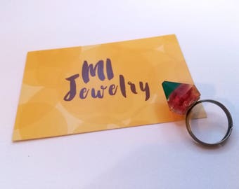 Raspberry mini diamond resin ring- Statement ring