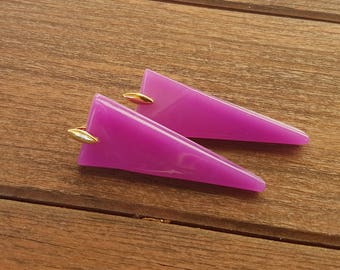 Purple long triangle resin earrings