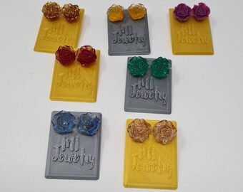 Rose pin earrings in resin