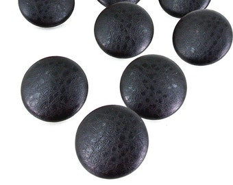 VINYL 1-1/8 Inch #45L 28mm Black Faux Leather Fabric Shank Style BUTTONS