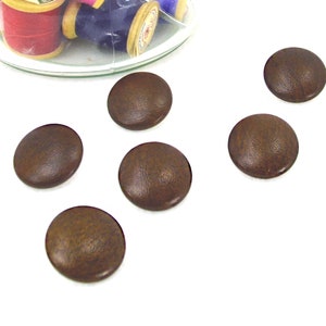 LEATHER 1-1/8 Inch #45L 28mm BROWN Dark Medium Leather Shank Upholstery Shank Style BUTTONS
