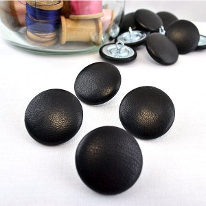 LEATHER 1-1/8 Inch #45L 28mm Black Gray Brown Leather Shank Upholstery BUTTONS