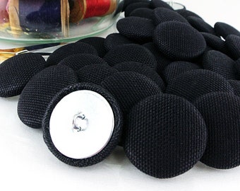 FABRIC 7/8 inch #36L 23mm Cloth Black Denim Vinyl Shank BUTTONS